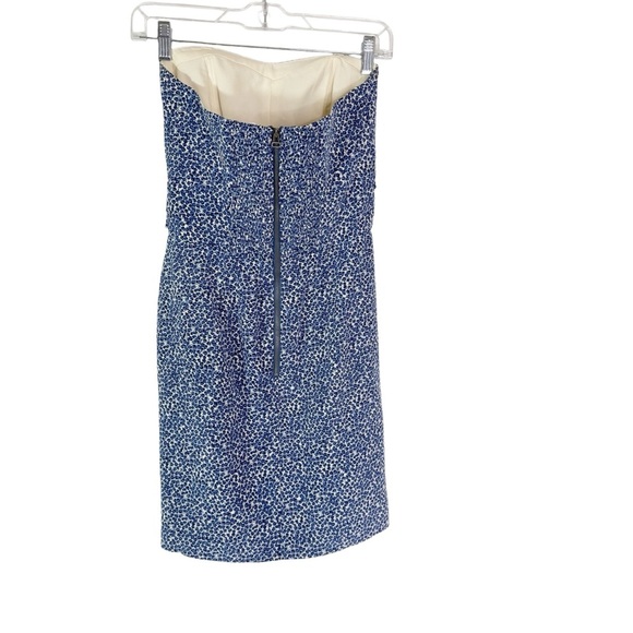 Club Monaco Silk Harper Strapless Mini Dress Blue Abstract Floral Print Size 2 - Picture 5 of 10